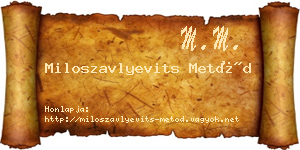Miloszavlyevits Metód névjegykártya